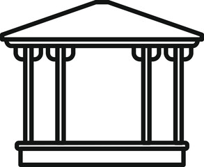 Sticker - Simple line art illustration of a gazebo with a podium, perfect for representing outdoor relaxation