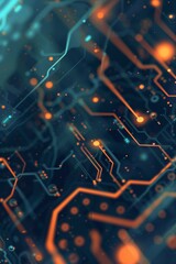 Poster - Close up of intricate microchip circuits with soft, ethereal glow for enhanced search relevance