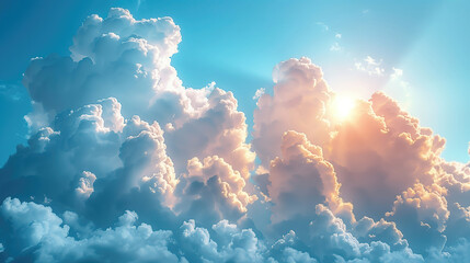 Wall Mural - sunny day background, blue sky with cumulus clouds