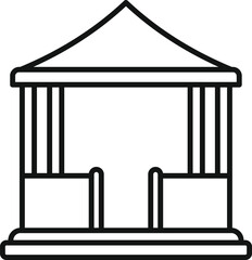 Wall Mural - Line drawing of an ancient greek temple facade with columns supporting a triangular roof, for history and architecture themes