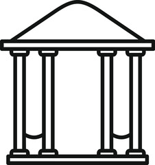 Poster - simple greek style gazebo with triangle roof standing on four columns, line art icon for apps and we