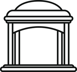 Sticker - Beautiful wooden gazebo with dome roof standing on podium for outdoor recreation in line art style