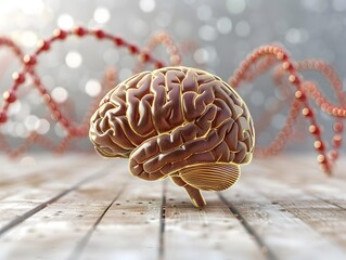 Poster - Genetic Basis of Cognitive Abilities   Brain Concept with DNA Strands