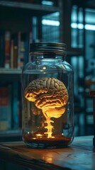 Poster - Preserved Brain in Jar Representing Scientific of the Mind