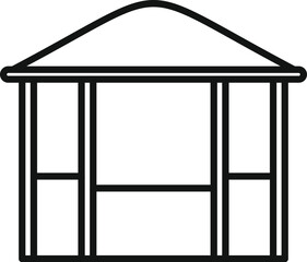 Sticker - Simple wooden gazebo structure with a pitched roof, ideal for outdoor relaxation and recreation