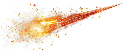 Wall Mural - Meteor Isolated on White Background, Space Rock, Celestial Object, Meteorite Illustration