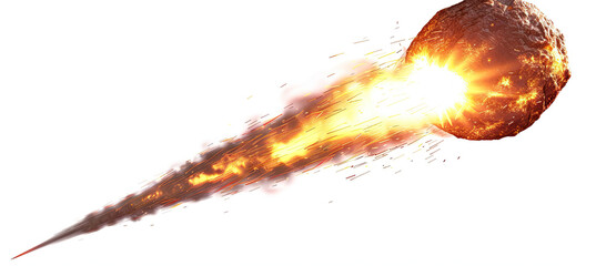 Wall Mural - Meteor Isolated on White Background, Space Rock, Celestial Object, Meteorite Illustration
