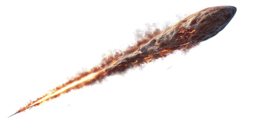 Wall Mural - Meteor Isolated on White Background, Space Rock, Celestial Object, Meteorite Illustration