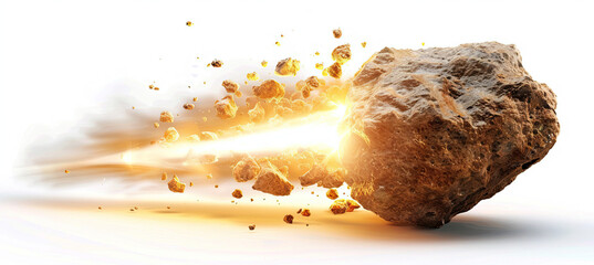 Wall Mural - meteor isolated on white background, space rock, celestial object, meteorite illustration