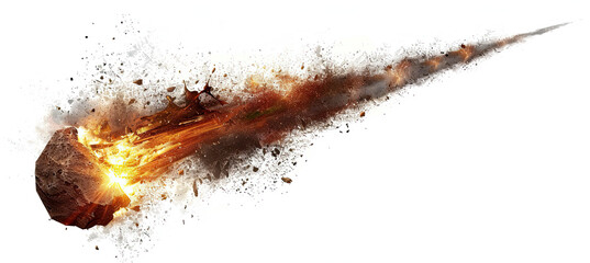 Wall Mural - meteor isolated on white background, space rock, celestial object, meteorite illustration