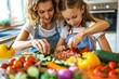 © Ilja - Mother and daughter cooking in modern kitchen, focusing on ingredients and teamwork