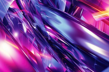 Fototapete - Vibrant neon-lit abstract shapes A futuristic abstract background with metallic and neon elements