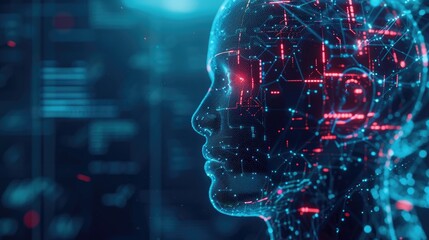 Fototapete - Futuristic digital human profiles A machine learning algorithm predicting user behavior