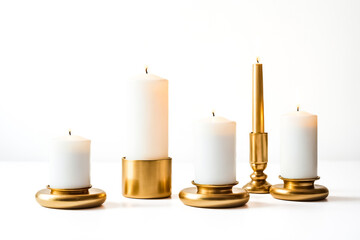 Poster - Golden Candlesticks and White Candles