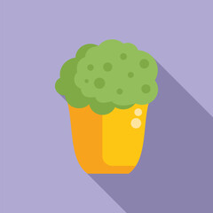 Poster - Green round bush growing in yellow pot with long shadow