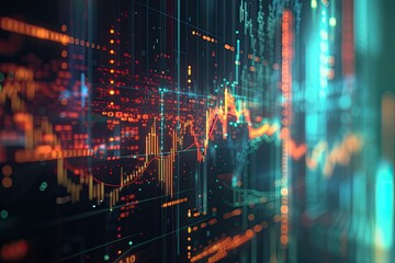 Leinwandbilder - Complex digital stock data display A double exposure capturing the essence of photography