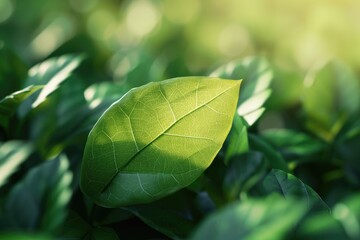Aufkleber - Smooth green leaf with shadow Environment-friendly leaf icon in 3D style