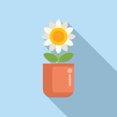 Sticker - White daisy flower growing in a terracotta pot, symbolizing growth, care, and the beauty of nature