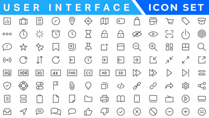 Poster - User Interface icons. Basic Web editable stroke icons collection. Vector