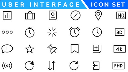 Poster - User Interface icons. Basic Web editable stroke icons collection. Vector