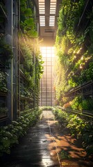 Poster - Transformed Urban Industrial Warehouse into Vertical Farm Concept with Serene Interior Design