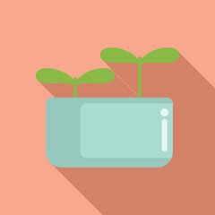 Poster - Green sprouts are growing from a smart home device on a pink background with a long shadow