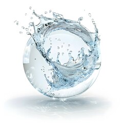 Poster - Water element, sphere shape, transparent water wave, white background, png format, high resolution, professional photography, ultra detailed, clean sharp focus