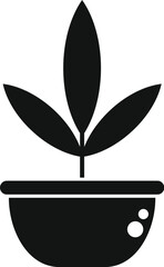 Poster - black silhouette of a young plant growing in a pot
