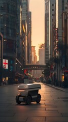 Poster - Autonomous Delivery Robot Navigating Busy Urban Streets  Efficiently Transporting Packages in Modern Cityscape
