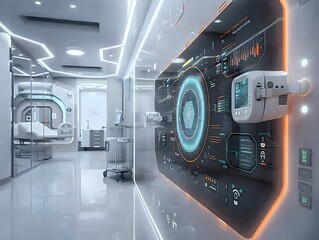 Poster - Futuristic Wearable Health Tech Device Monitoring Patient s Vital Signs in Real Time Hospital Room