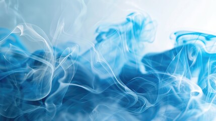 Poster - Blue smoke swirling on a white surface