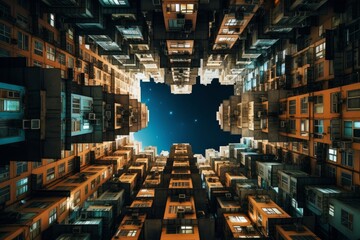 Wall Mural - Symmetrical Abstraction Hyper-Realistic Sci-Fi Hong Kong.jpeg