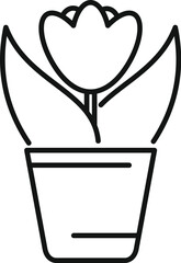 Poster - Minimalist line art icon of a single tulip growing in a pot