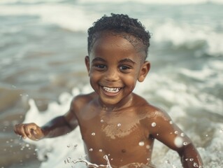 A young boy having fun in the water, great for summer or pool theme