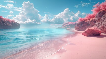 Wall Mural - Pink Sand Paradise on a Sunny Day