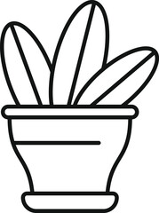 Canvas Print - Home plant growing in pot with leaves line icon, concept of home gardening