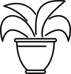 Canvas Print - Simple line drawing of a house plant growing in a pot, perfect for representing gardening and houseplants