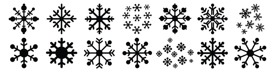 Wall Mural - Snowflake silhouette set vector design big pack of illustration and icon