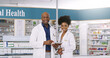 © JorSons/peopleimages.com - Pharmacist, portrait and team with tablet for pharmaceutical stock, medical service or inventory at pharmacy. Black man, woman or health employees with technology for online assistance at dispensary