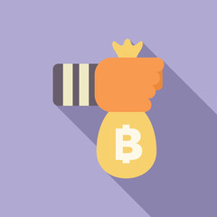 Aufkleber - thief is holding a bag of money with the bitcoin logo on it