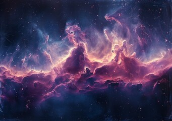 Wall Mural - abstract colorful background, universe with stars and planets