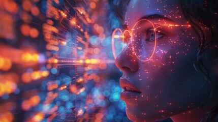 Poster - Digital Vision: A Woman Gazing Into The Future