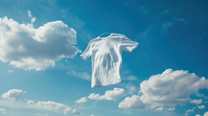 Wall Mural - White T-Shirt Floating in the Sky