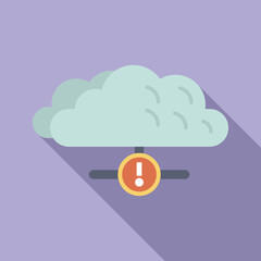 Poster - Cloud computing network showing warning exclamation point icon for system alert or error