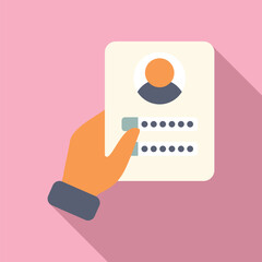 Poster - Hand holding a user profile card and entering a password on a login screen