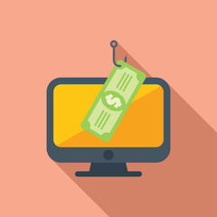 Aufkleber - Dollar bill being dangled by a fishing hook in front of a computer screen