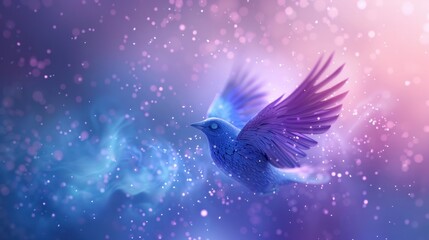 Sticker - Blue Bird in Flight with Purple Wings