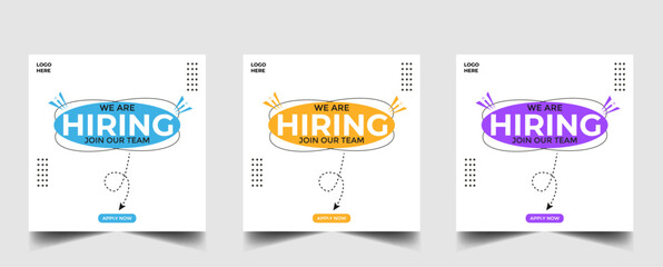 Wall Mural - We are hiring recruitment open job vacancy design vector social media post banner template or web banner layout