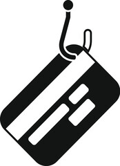 Poster - black silhouette icon illustrating the concept of phishing, stealing credit card data using a hook