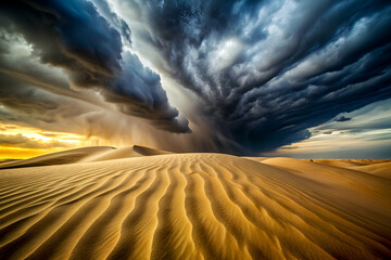 A stormy sky with a large cloud in the middle. The sky is dark and the clouds are white